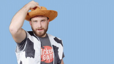 Bearded Man In Cowboy Hat And Plaid Shirt GIF