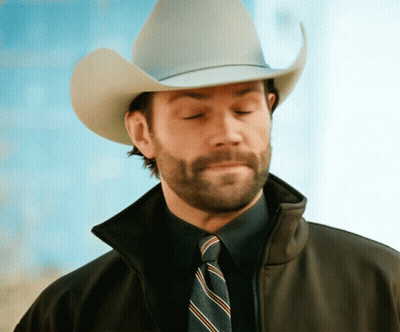 Bearded Man In Cowboy Hat And Striped Tie GIF