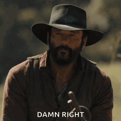 Bearded Man In Cowboy Hat Saying Damn Right GIF
