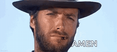 Bearded Man In Cowboy Hat Smoking Cigarette GIF