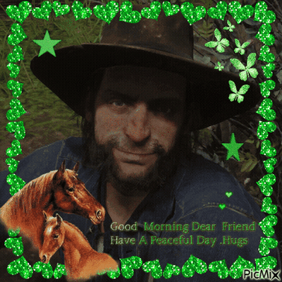 Bearded Man In Cowboy Hat Surrounded By Horses GIF