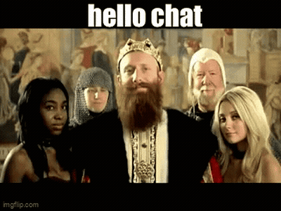 Bearded Man In Crown Says Hello Chat GIF