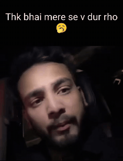 Bearded Man In Dark Room Saying Thk Bhai Mere Se V Dur Ho GIF