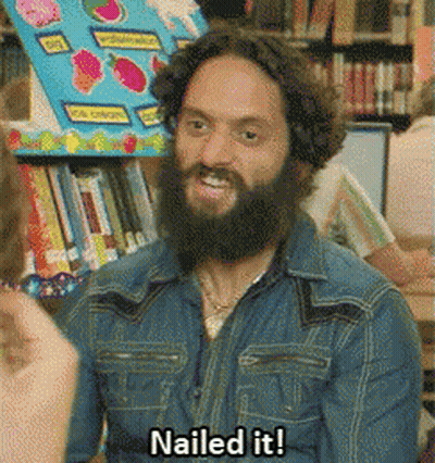 Bearded Man In Denim Shirt Saying Nailed It GIF