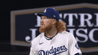 Bearded Man In Dodgers Uniform GIF