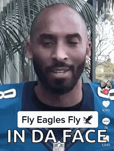 Bearded Man In Eagles Jersey Saying Fly Eagles Fly GIF