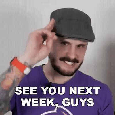 Bearded Man In Flat Cap And Purple Shirt Saying See You Next Week Guys GIF