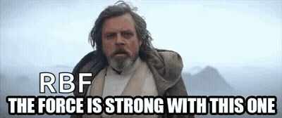 Bearded Man In Front Of Mountain Saying RBF The Force Is Strong With This One GIF