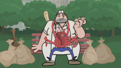 Bearded Man In Front Of Painting Looking Camera GIF
