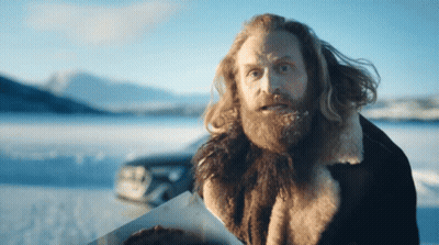 Bearded Man In Fur Coat In Snow GIF