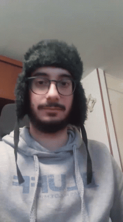Bearded Man In Furry Hat And Hulk Hoodie GIF