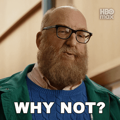 Bearded Man In Glasses And Sweater Saying Why Not GIF