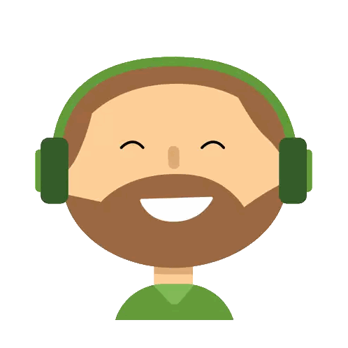 Bearded Man In Green Headphones Sticker