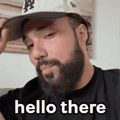 Bearded Man In Hat And Black Shirt Hello There GIF