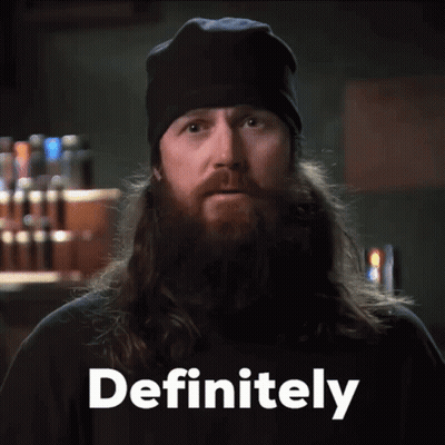 Bearded Man In Hat And Black Shirt Saying Definitely GIF