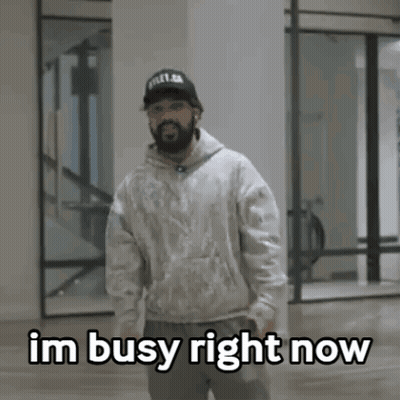 Bearded Man In Hat And Hoodie Says Im Busy GIF