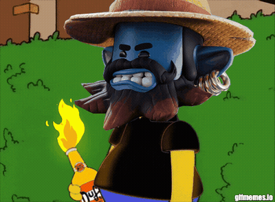 Bearded Man In Hat Holding Duff Bottle GIF