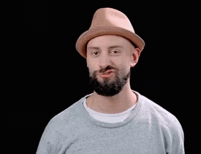 Bearded Man In Hat Pointing Finger Up GIF