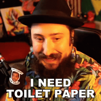 Bearded Man In Hawaiian Shirt Saying I Need Toilet Paper GIF