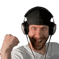 Bearded Man In Headphones And Hat Sticker