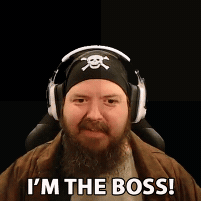 Bearded Man In Headphones And Pirate Hat Says I'm The Boss GIF