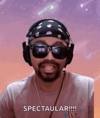 Bearded Man In Headphones And Sunglasses Making Funny Face GIF