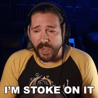 Bearded Man In Headphones And Yellow Shirt Saying I'm Stoke On It GIF
