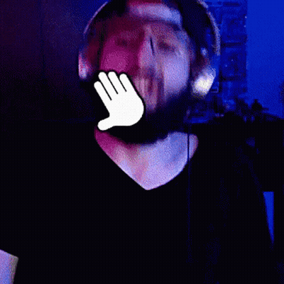 Bearded Man In Headphones Covering Mouth GIF