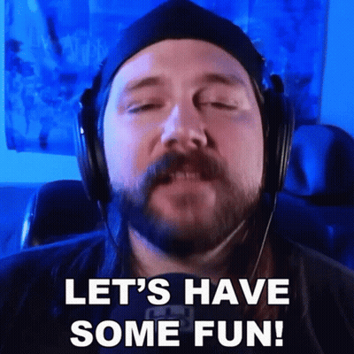 Bearded Man In Headphones Says Let's Have Some Fun GIF