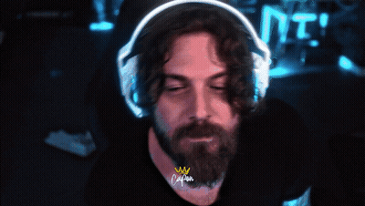 Bearded Man In Headphones With Crown Shirt GIF