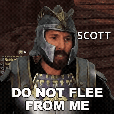 Bearded Man In Helmet Says Do Not Flee From Me GIF