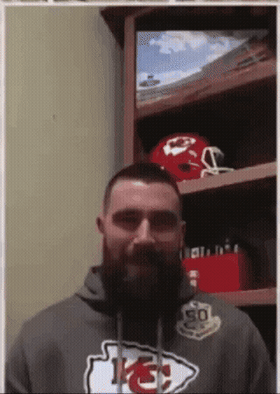 Bearded Man In KC Logo Sweatshirt GIF