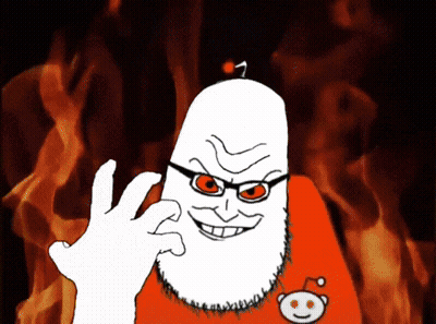 Bearded Man In Orange Shirt With Reddit Logo GIF