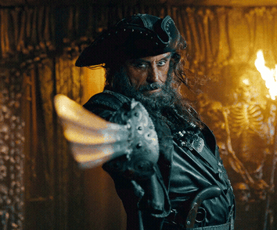 Bearded Man In Pirate Hat Pointing GIF