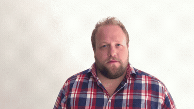 Bearded Man In Plaid Shirt With V Collar GIF