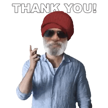 Bearded Man In Red Beanie And Sunglasses Says Thank You Sticker