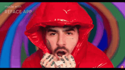 Bearded Man In Red Hooded Jacket GIF