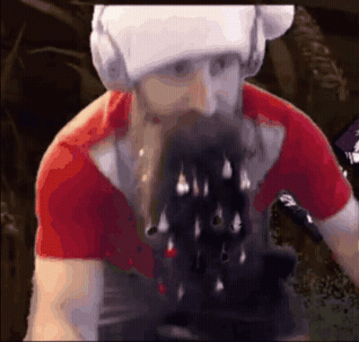 Bearded Man In Red Shirt And White Hat GIF
