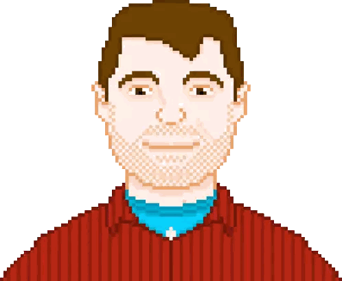 Bearded Man In Red Shirt Pixel Art Sticker