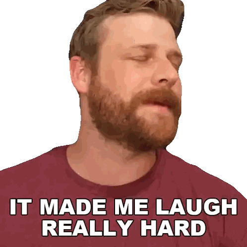 Bearded Man In Red Shirt Saying It Made Me Laugh Really Hard Sticker