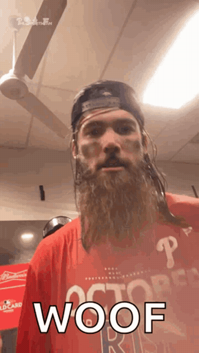 Bearded Man In Red Shirt Woof GIF