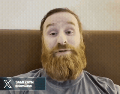 Bearded Man In Sami Zayn Shirt GIF