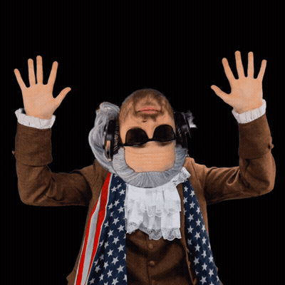 Bearded Man In Sunglasses And American Flag Scarf And Headphones GIF