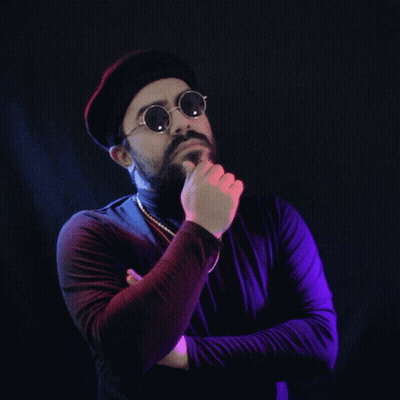 Bearded Man In Sunglasses And Beret Hand On Chin GIF