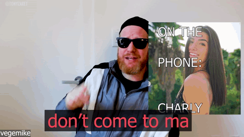 Bearded Man In Sunglasses And Black Hat Next To Charly GIF