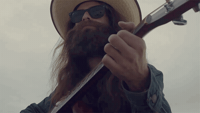 Bearded Man In Sunglasses And Hat Playing Guitar GIF