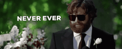 Bearded Man in Sunglasses Saying Never Ever