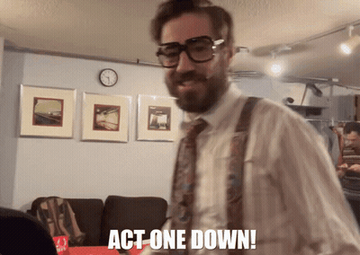Bearded Man In Suspenders Act One Down GIF