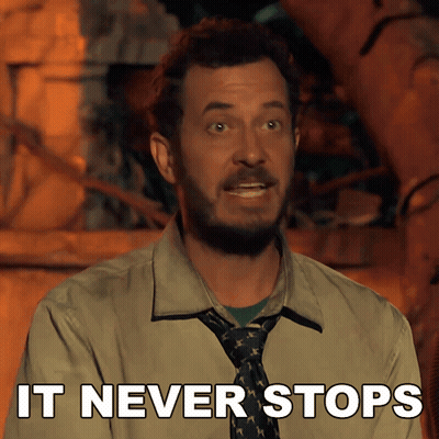Bearded Man In Tie Says It Never Stops GIF