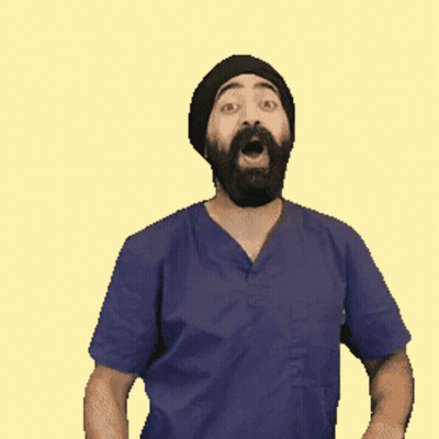 Bearded Man In Turban And Blue Scrub Top GIF